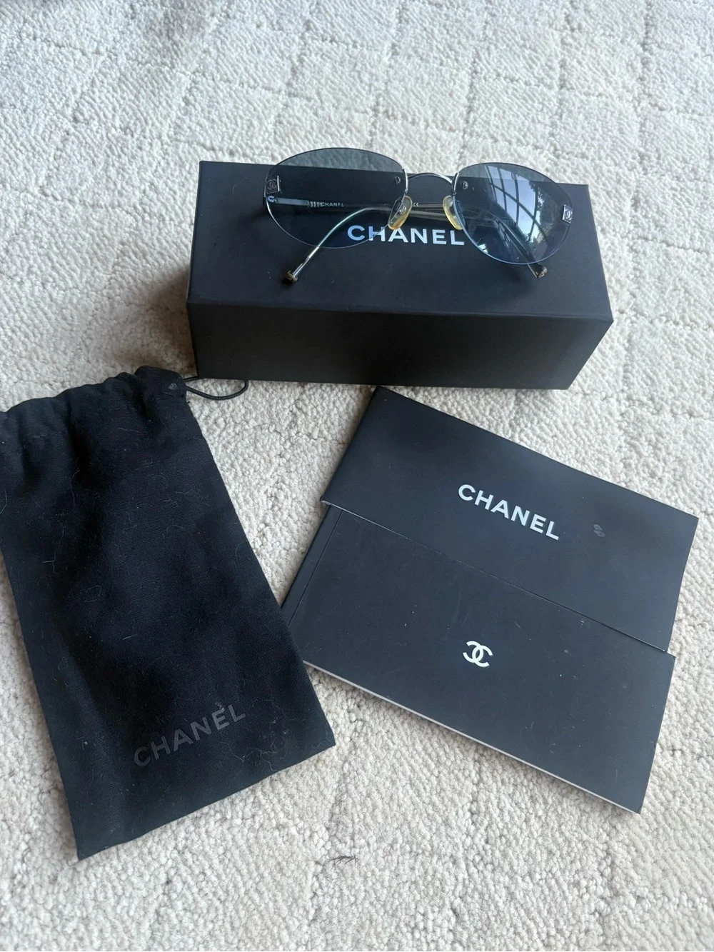 CHANEL Men’s Round Sunglasses - Black Frame with Blue Lenses